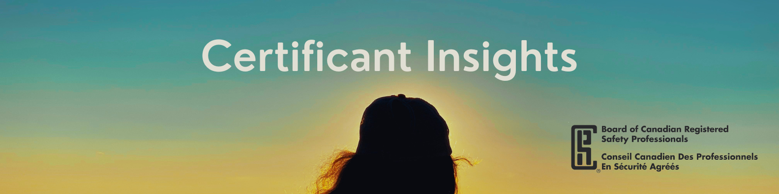 BCRSP Certificant Insights Banner with Skyline and Silhouette of a Woman's Head